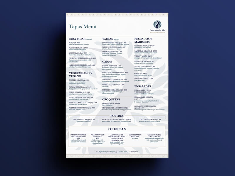Corazón Del Río Restaurant Menu Design 01 Corazón Del Río Restaurant Menu Design 01